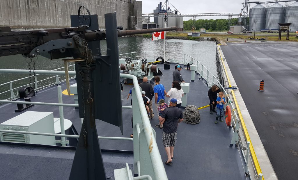 Looking at the front deck from the bridge area of the HMCS Goose Bay