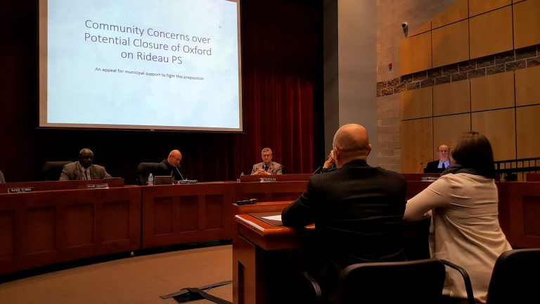 Concerned parents regarding potential closure of Oxford-on-Rideau public school ask council for support