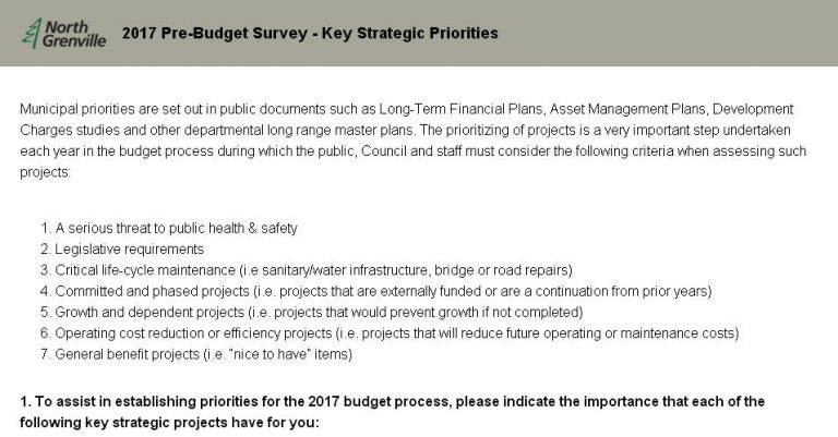 Pre-Budget Survey being mailed out to homes