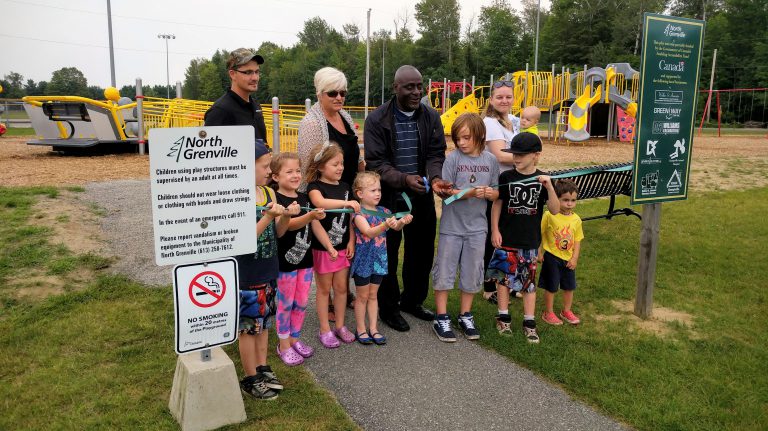 Ribbon cutting held for accessible play structure at South Gower Park