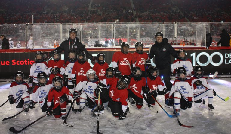 Kemptville Panthers on ice at outdoor game at TD Place in Ottawa