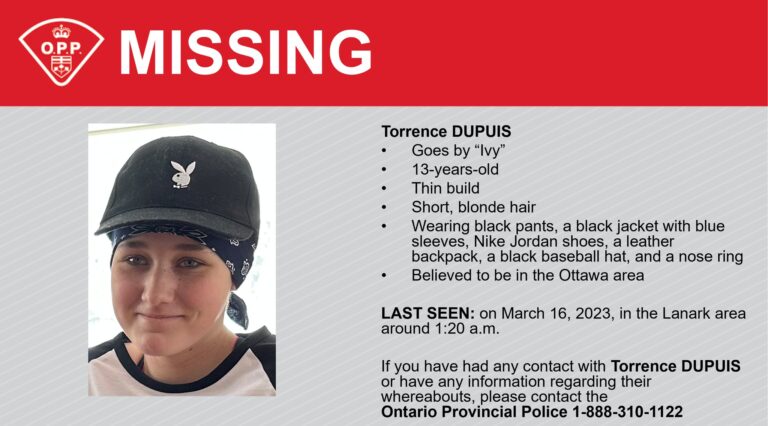Missing child believed to be in Ottawa, OPP